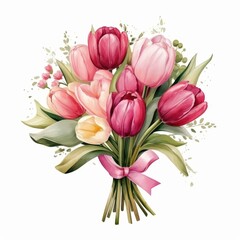 Wall Mural - Pink and Red Tulip Bouquet