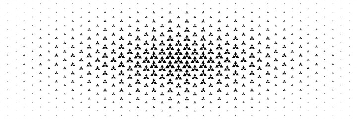Poster - horizontal halftone of black three ways arrow spreading from center for pattern and background.