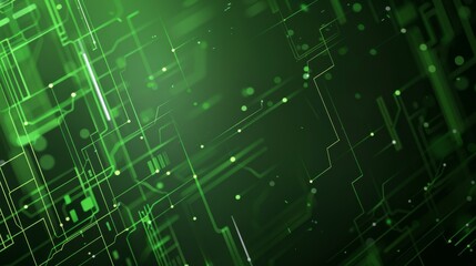 Poster - Dynamic green digital circuit background for tech and futuristic media with related keywords describing its design