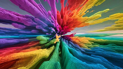 abstract rainbow art texture panorama background as wallpaper