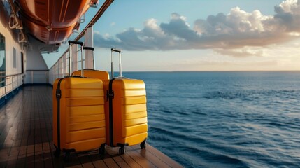 Sail Away in Style Luxe Luggage on a Cruise Ship Deck