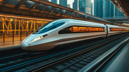 Poster - high speed super fast modern bullet train based on hyper loop system