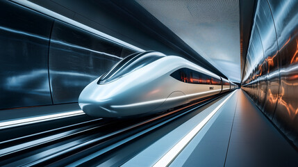 Wall Mural - high speed super fast modern bullet train based on hyper loop system