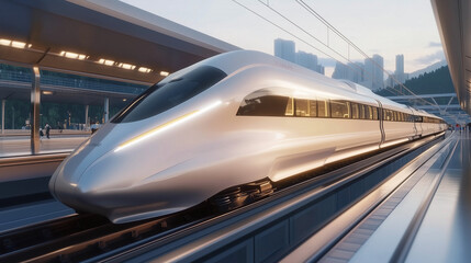 Poster - high speed super fast modern bullet train based on hyper loop system