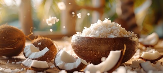 Coconut food. Generative AI technology.	
