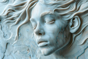 AI generated illustration elegant bas relief on textured wall with gypsum beautiful picture