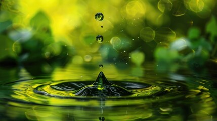 Aufkleber - Close up of a Green Water Droplet
