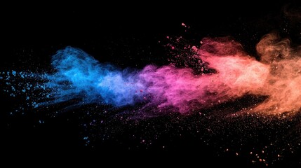 Aufkleber - Colored powder on black background Abstract backdrop