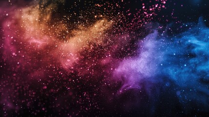 Aufkleber - Colored powder on black background Abstract backdrop
