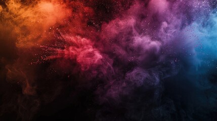 Aufkleber - Colored powder on black background Abstract backdrop