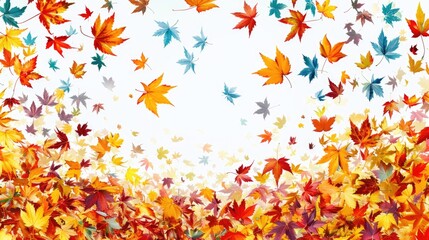 Poster - Colorful autumn foliage of falling maple leaves