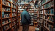 © Lakkhana - Fat man browsing a bookstore, looking for his next great read