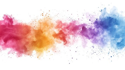 Aufkleber - Colorful powder splatter abstract on white backdrop