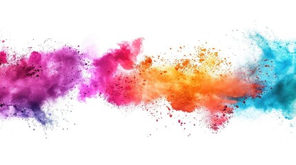 Aufkleber - Colorful powder splatter abstract on white backdrop