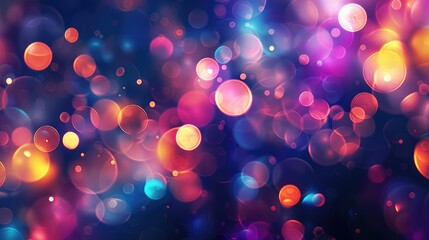 Poster - Colorful soft bokeh night lighting with multicolored circles and light spots