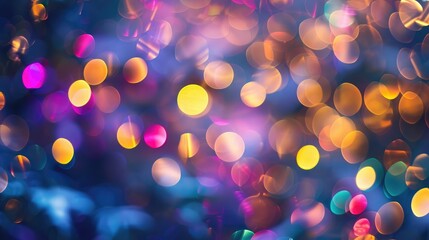 Poster - Colorful soft bokeh night lighting with multicolored circles and light spots