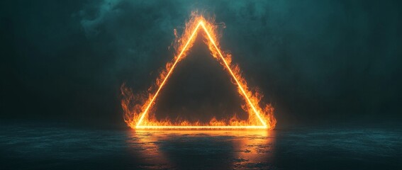 Poster - Triangle and fire abstract background for design, startup advertising, tech projects, and new inventions.
