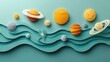 © happysunstock - Educational Paper-Cut Solar System Planets with Names - Artistic Astronomy Lesson Tool, Generate Ai