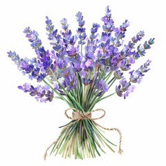 Sticker - Branch of lavender violet flowers against white background