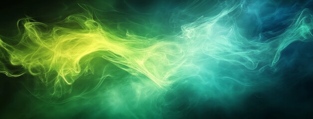 Poster - transparent shapes in green and blue on a colorful abstract background