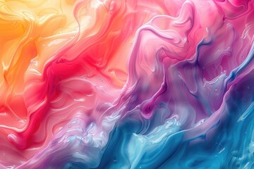 Aufkleber - A flowing mixture of vibrant liquid colors melding into a rich, abstract texture.