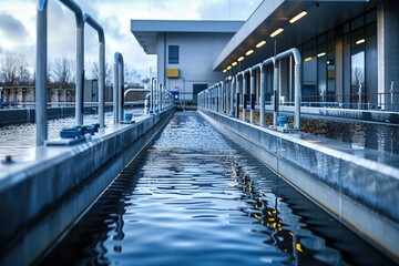 Poster - Modern water treatment plant processing water for safe use
