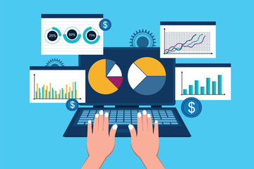 Poster - Business analytics graph on mobile device and finance investment planning concept