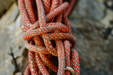 Wall Mural - Ready-to-Use Neatly Coiled Climber’s Rope Focused on Safety