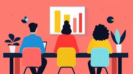 Poster - Streamlined Marketing Strategy Session with SEO Focused Digital Analytics Visualization in a Pastel Toned  Minimalist Modern Office Setting