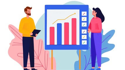 Poster - Flat Design of SEO Strategy Planning and Data Visualization with Professional Business Team for Consulting Marketing and Growth Development
