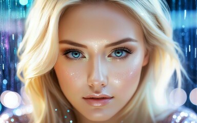 Sticker - Close-up portrait of a beautiful blonde woman