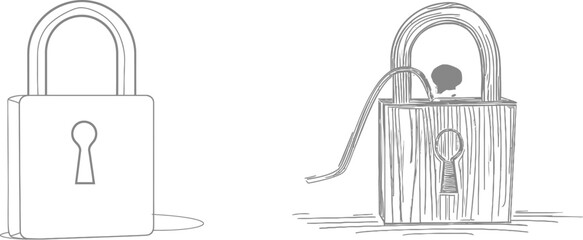 Fototapete - An illustration of a padlock made up of continuous lines