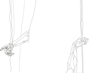 Fototapete - An illustration of a man swinging on a swing. Continuous line drawing style isolated on white background. Modern illustration.
