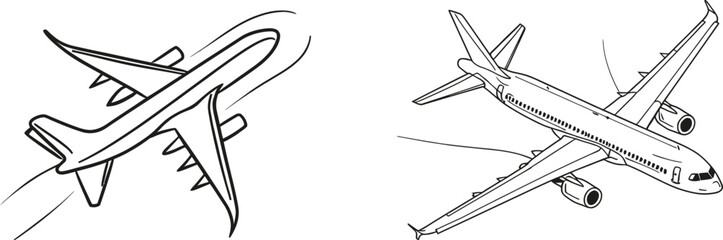Aufkleber - Drawing of an airplane in one line. Minimalist art. Transportation in one line. White background isolated illustration.