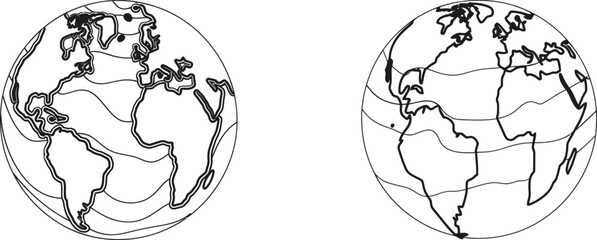 Aufkleber - World map in doodle style in one continuous line. Infographic territory geography presentation isolated on white background. Modern illustration.