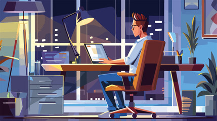 Web Developer Working on Laptop from Home - Freelancer Concept