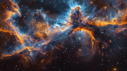 Wall Mural - A depiction of a nebula with bright, ethereal colors like turquoise and violet, with soft, smoky edges fading into the dark background of space 