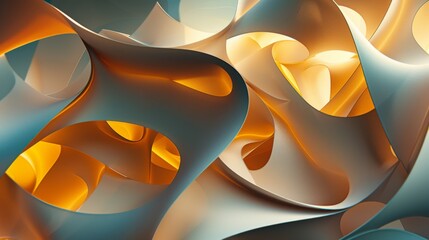 Fototapete - Abstract 3D shapes with shadows and highlights creating a sense of depth.