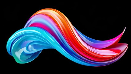 Wall Mural - Abstract background, wallpaper, broad lines, waves of colorful bright inks, paints, on a black background. 