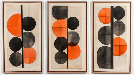 Poster - Black and orange abstract watercolor paintings
