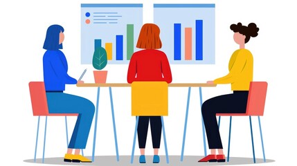 Poster - of a professional team brainstorming and discussing SEO strategy in an office meeting setting with focus on data analytics charts and collaborative decision making