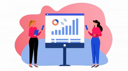 Poster - of a Corporate Marketing Session with an SEO Data Analysis Focus Depicted in Pastel Tones