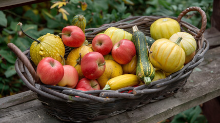 Wall Mural - autumn fall sesonal vegetables and fruits harvested from the garden