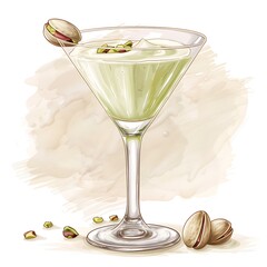 Canvas Print - A glass of pistachio cream cocktail decorated with pistachio.