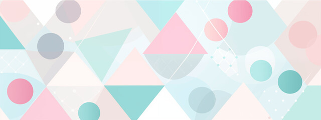 Wall Mural - Geometric Pattern With Pastel Triangles Circles And Abstract Shapes Design