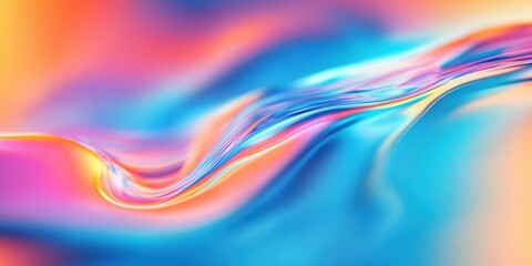 Poster -  colorful pastel liquid holographic shapes.  holographic liquid texture background