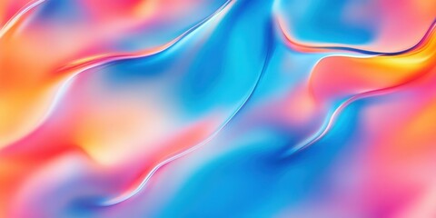 Poster -  colorful pastel liquid holographic shapes.  holographic liquid texture background