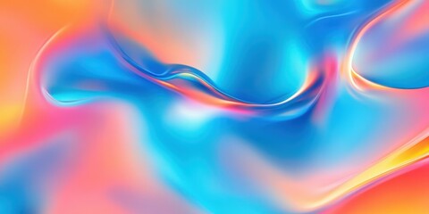 Poster -  colorful pastel liquid holographic shapes.  holographic liquid texture background