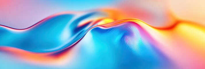 Poster -  colorful pastel liquid holographic shapes.  holographic liquid texture background