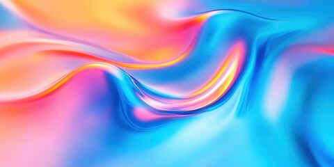 Poster -  colorful pastel liquid holographic shapes.  holographic liquid texture background